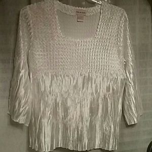 Toffee Apple L blouse shiny white &pleated